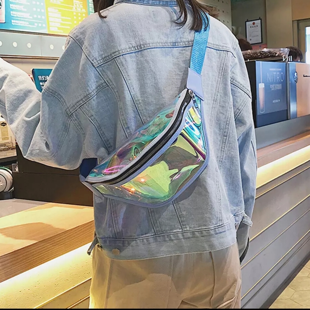 Fanny pack blue shiny bum bag